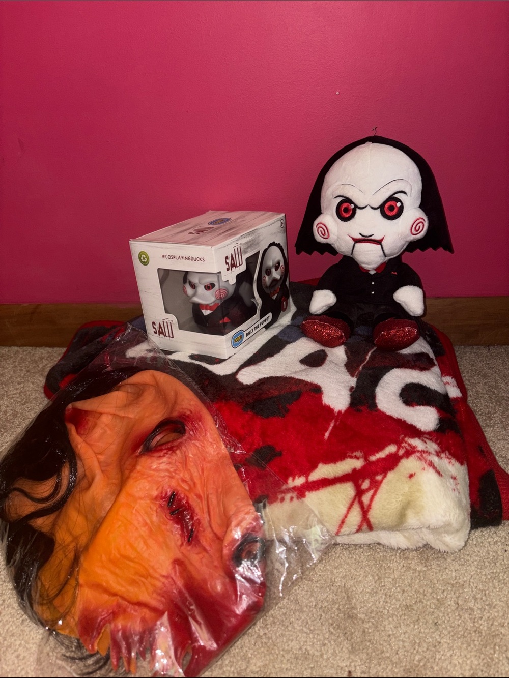 SAW COLLECTION ~ blanket, plushie, duckie, and pig mask!